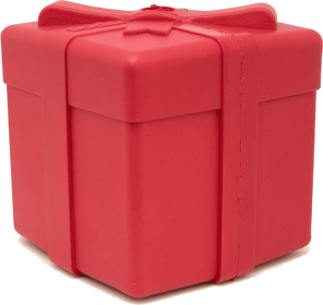 SP Gift Box Durable Rubber Chew Toy & Treat Dispenser (Color: Red, size: large)