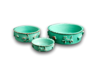 Carmel Ceramic Dog Food/Water Bowl (Color: Aqua/Green, size: medium)